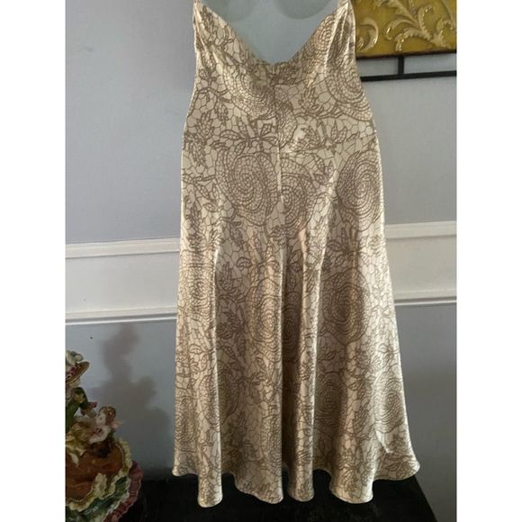 Jones New York Halter MIDI Dress 100% silk size 10 beige floral dress - Picture 7 of 8